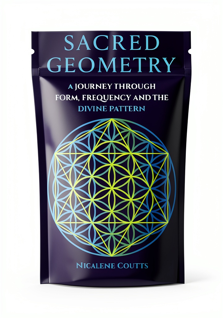 Sacred geometry eBook displayed on a Kindle device with geometric patterns