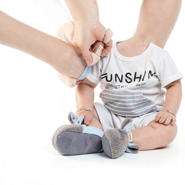 LAFEGEN Baby Slippers Non-Slip Sole Hook Loop Closure-5