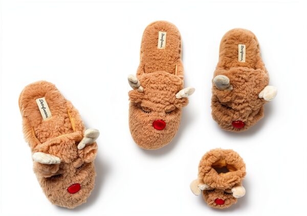 Dearfoams Baby Reindeer Slippers Cozy Infant Holiday-5