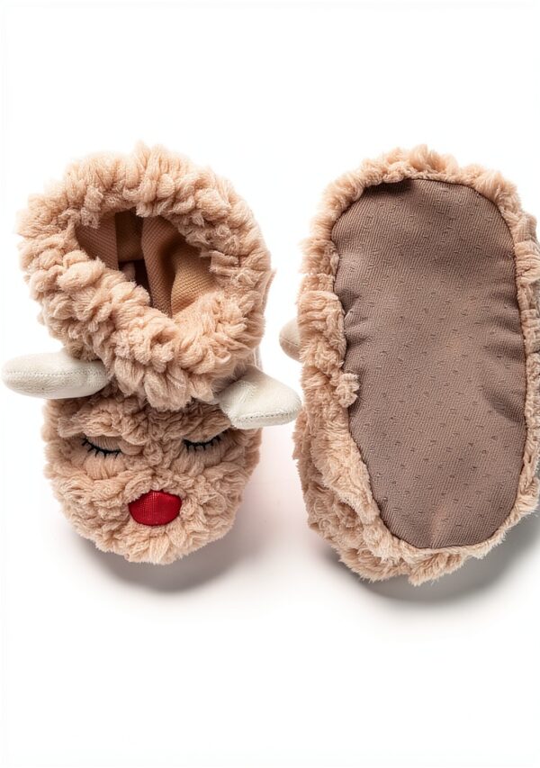 Dearfoams Baby Reindeer Slippers Cozy Infant Holiday-7
