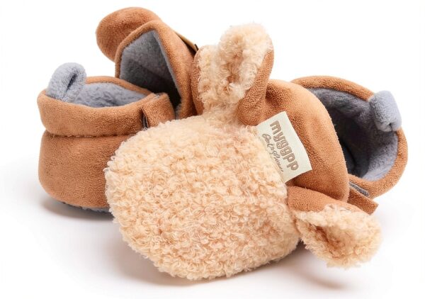 LAFEGEN Baby Slippers Non-Slip Sole Hook Loop Closure-4