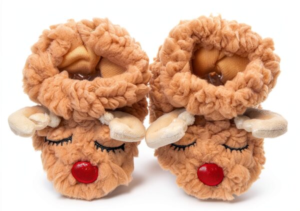 Dearfoams Baby Reindeer Slippers Cozy Infant Holiday-1