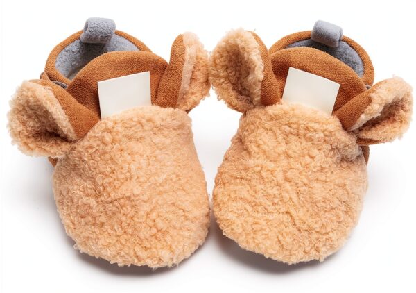 LAFEGEN Baby Slippers Non-Slip Sole Hook Loop Closure-3
