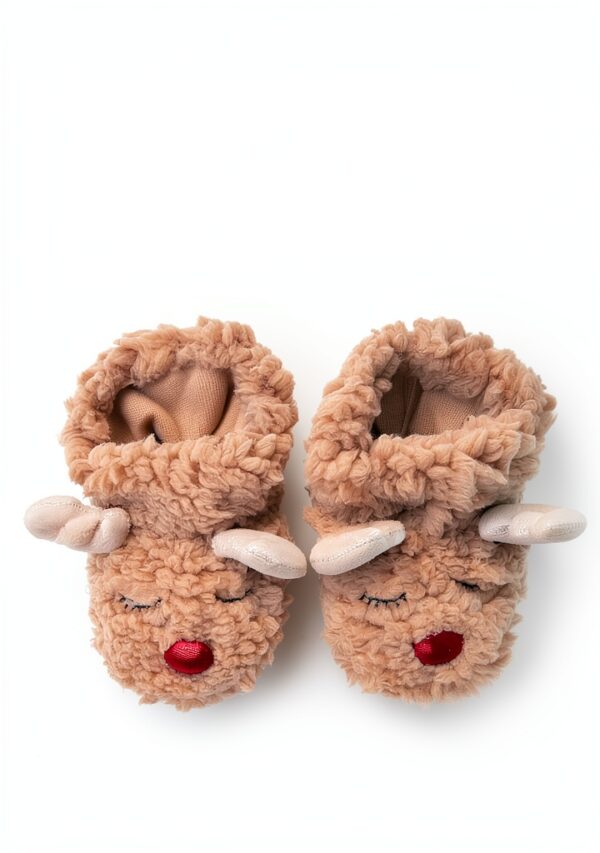 Dearfoams Baby Reindeer Slippers Cozy Infant Holiday-6