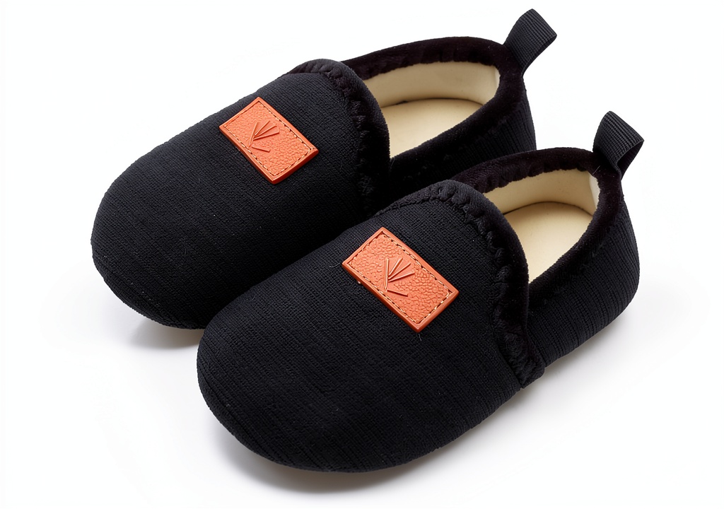 Kids wearing slippers on a cozy indoor rug