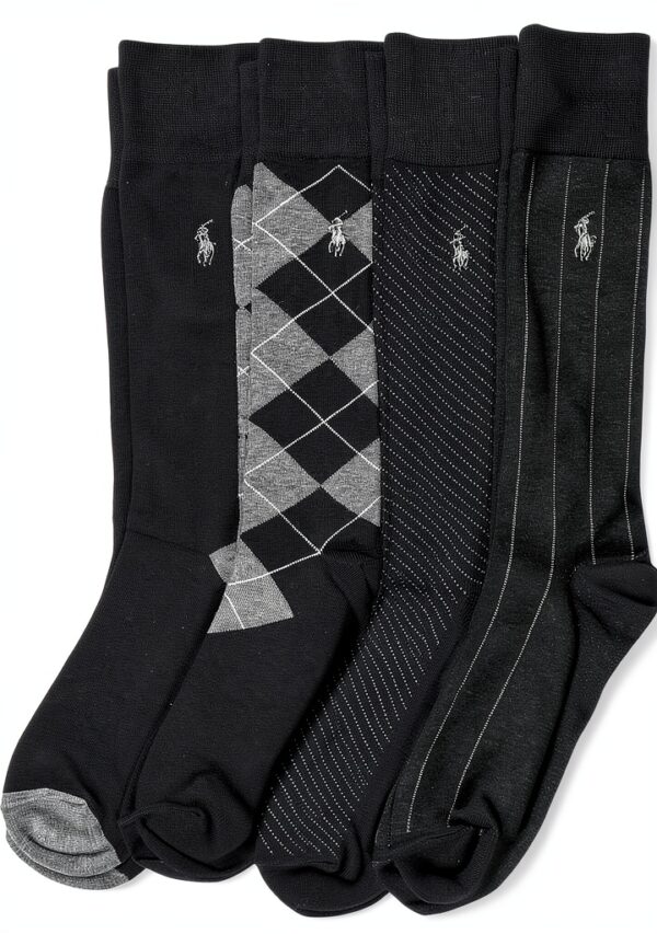 POLO RALPH LAUREN Men's Assorted Pattern Dress Crew Socks (4-Pack)-0