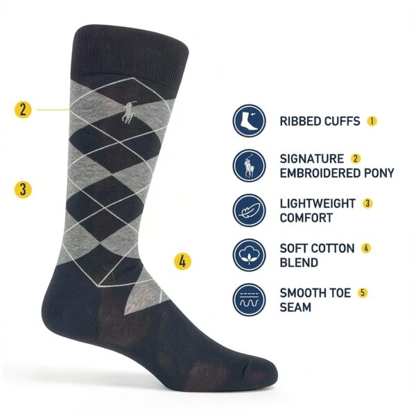 POLO RALPH LAUREN Men's Assorted Pattern Dress Crew Socks (4-Pack)-1