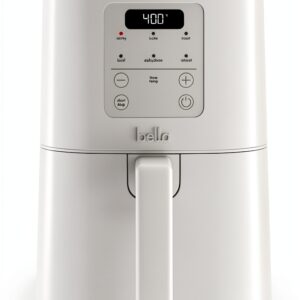 bella 4Qt Slim Air Fryer, Fits-anywhere™ Kitchenware, EverGood™ Ceramic Nonstick Coating, Adjustable Temperature, 6 Preset Cooking Options, 60 Min Auto Shutoff w Audible Tone, 3.3lb Capacity, Oatmilk-0