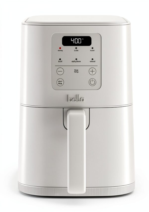 bella 4Qt Slim Air Fryer, Fits-anywhere™ Kitchenware, EverGood™ Ceramic Nonstick Coating, Adjustable Temperature, 6 Preset Cooking Options, 60 Min Auto Shutoff w Audible Tone, 3.3lb Capacity, Oatmilk-0
