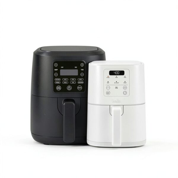 bella 4Qt Slim Air Fryer, Fits-anywhere™ Kitchenware, EverGood™ Ceramic Nonstick Coating, Adjustable Temperature, 6 Preset Cooking Options, 60 Min Auto Shutoff w Audible Tone, 3.3lb Capacity, Oatmilk-1
