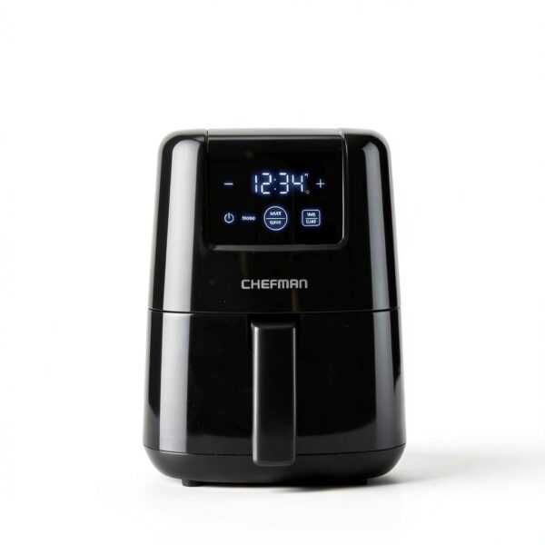 CHEFMAN 2 Qt Mini Air Fryer – Digital Space-Saving Compact Air Fryer with Nonstick and Dishwasher Safe Basket, Quick & Easy Meals in Minutes, Features Digital Timer and Shake Reminder – Black-1
