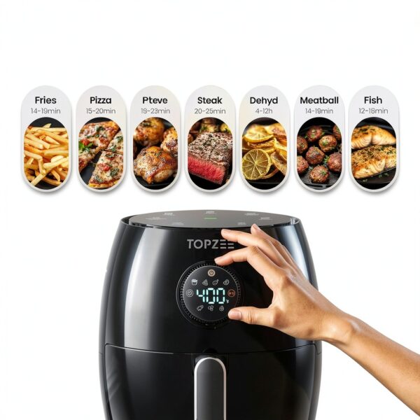 Air Fryer Topzee 2qt Compact Mini with 7‑in‑1 Presets Black-1