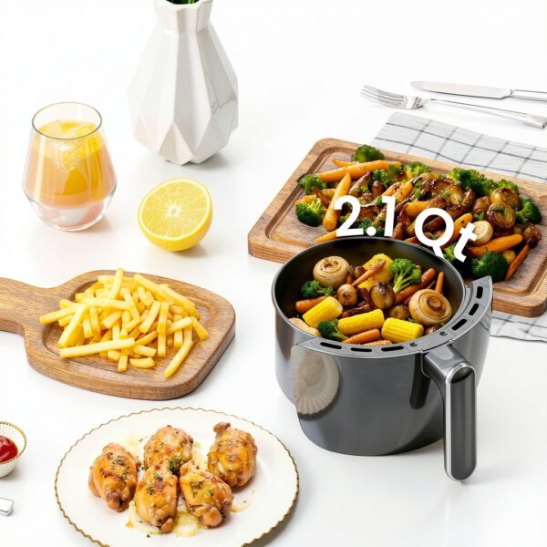 Air Fryer Topzee 2qt Compact Mini with 7‑in‑1 Presets Black-3