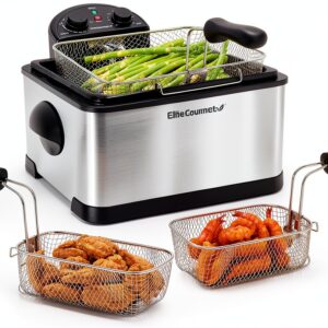 Elite Gourmet EDF-401T Electric Deep Fryer 4.5 Qt 3-Basket-0