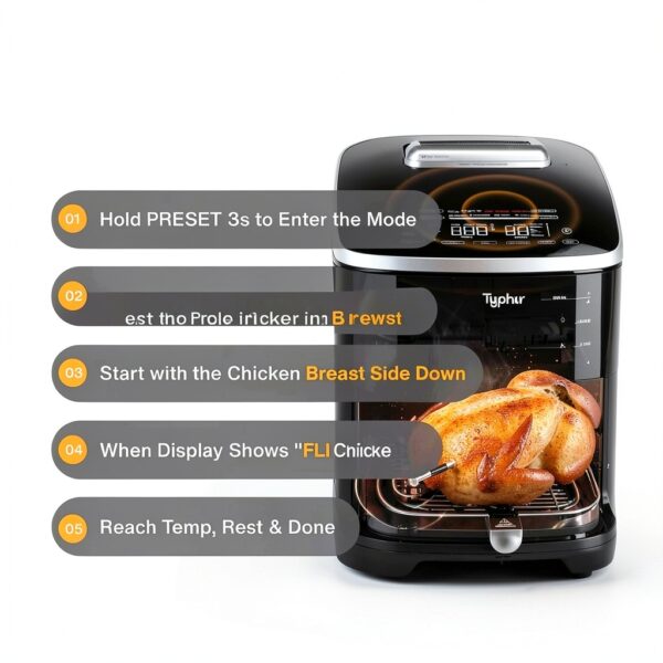 Air Fryer Typhur 8QT Sync with Wireless Thermometer Black Silver-7