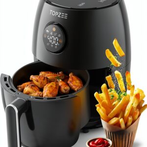 Air Fryer Topzee 2qt Compact Mini with 7‑in‑1 Presets Black-0