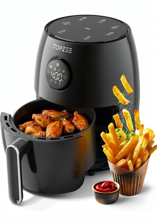 Air Fryer Topzee 2qt Compact Mini with 7‑in‑1 Presets Black-0